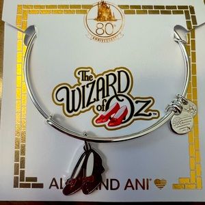 NWT Alex and Ani Wizard of Oz Glitter Ruby Red SlippersBangle Bracelet - Silver